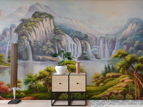 山水連天純手繪藝術(shù)油畫背景壁畫圖片素材 效果圖下載 油畫 立體油畫電視背景墻圖大全 電視背景墻編號(hào) 17396311