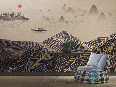 禪意入畫(huà)，山水在心 新中式抽象線條背景墻的意境營(yíng)造
